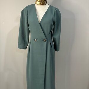 Topshop Teal 3/4 Long Sleeve Dress